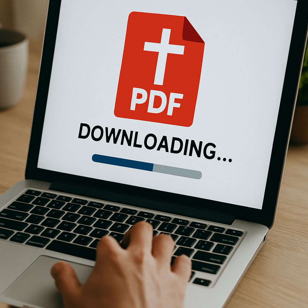 A picture of someone downloading a Christian PDF-1